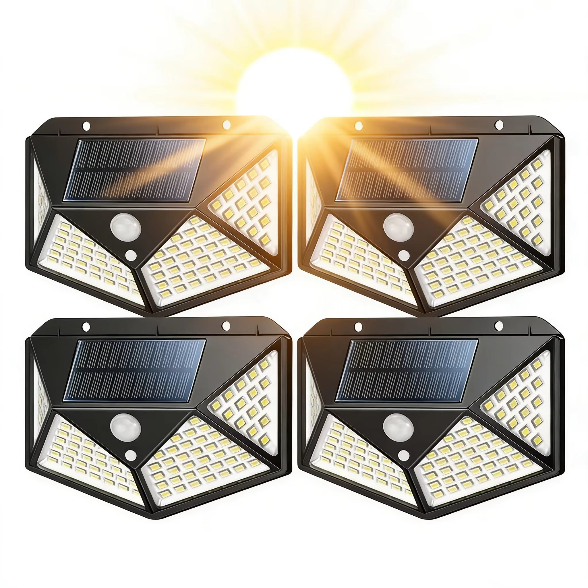 XINSITE IP65 Waterproof Outdoor Solar Powered 100 LED Wall Lamp 3 Modes PIR Motion Sensor Security Light for Garden Patio Deck