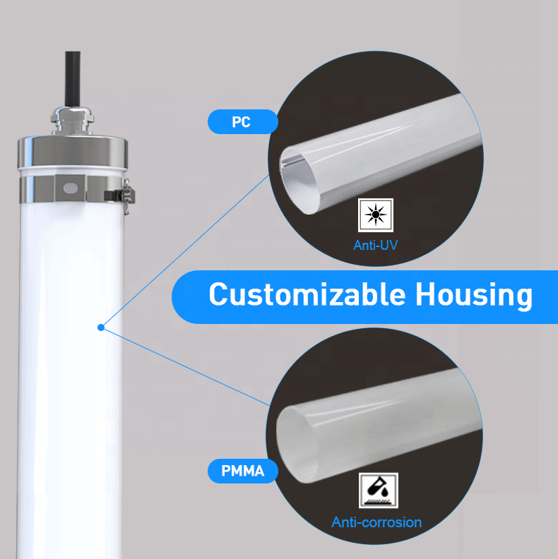 Shinelong SMD2835 Tri-Proof Explosion Waterproof LED Tube Fixture IP69 Tri-Proof Light 36W 45W 50W US Market Emergency LED Light