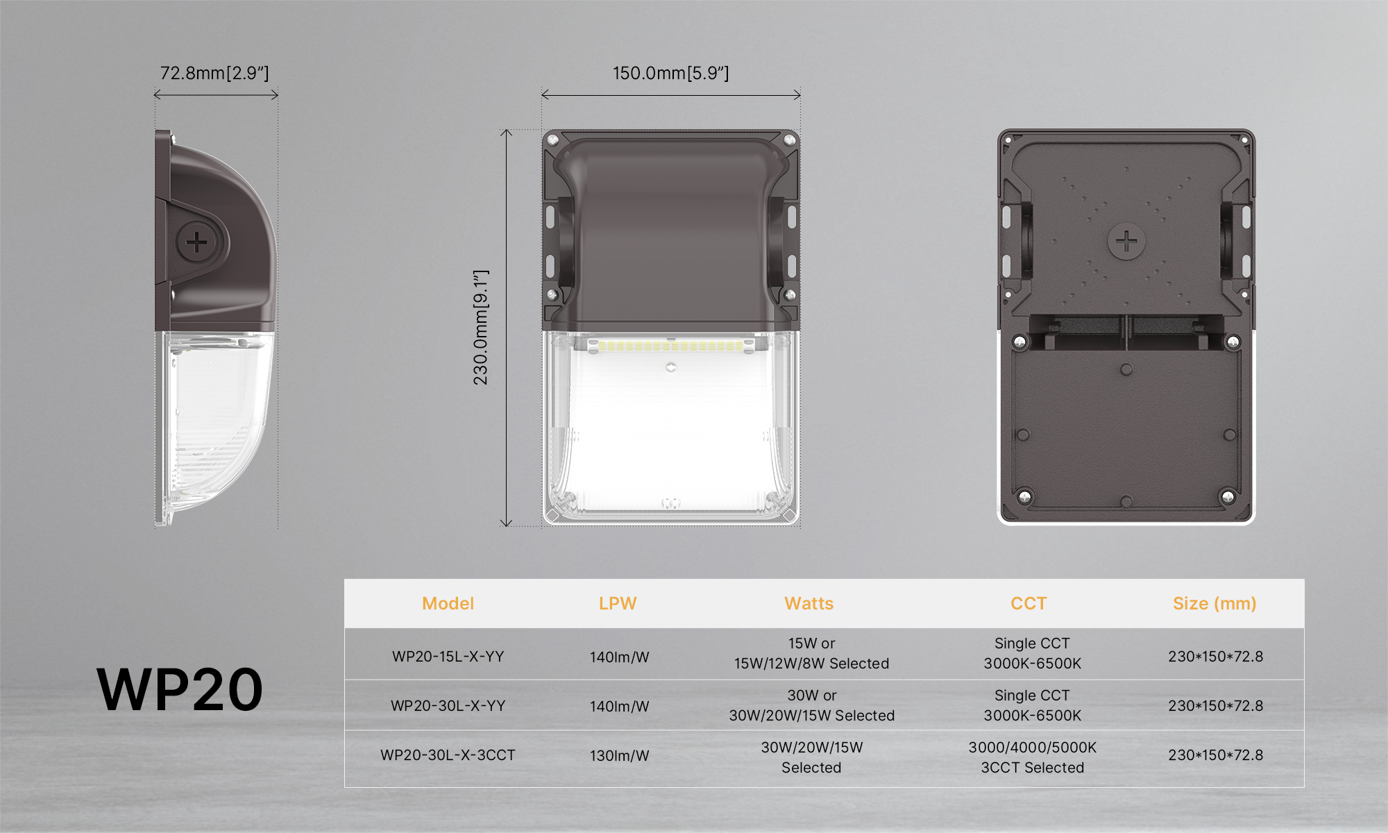120W 80W Outdoor LED Wall Pack Photocell ETL-Certified IP65 Aluminum PC Semi-Cutoff 5-Year Warranty 100 Beam Angle Dimmable AC