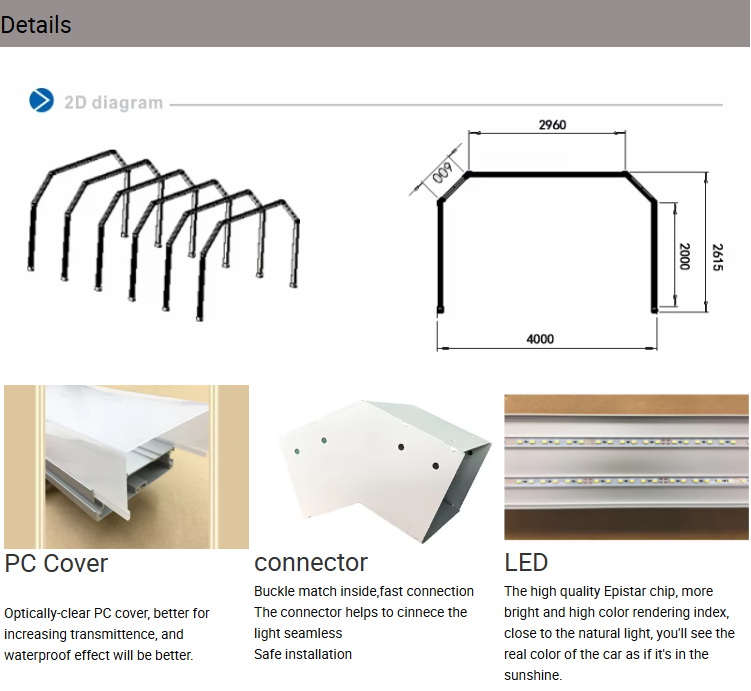 Wholesale Maintenance Bay Car Detailing Exhibition Inspection Auto Workshop Garage Tunnel Light