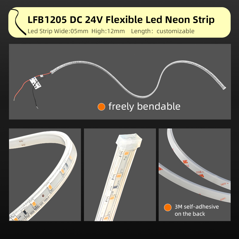 LFB1205-1 Custom Dc24v Waterproof Flexible Silicone Led Strip Light Neon Light for Outdoor Garden Terrace Park Corridor Canopy
