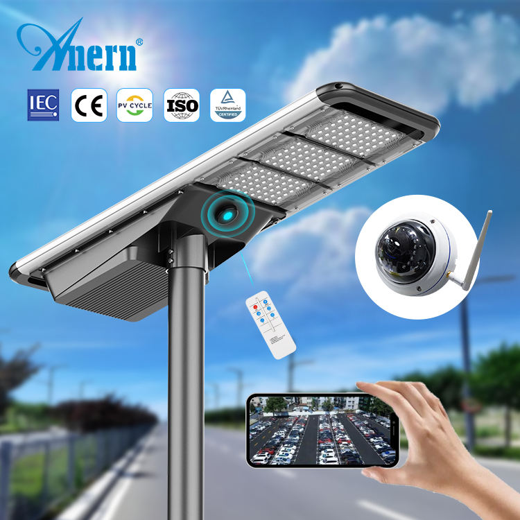 Anern Outdoor Waterproof 100 Watt Integrated Street Lights With Cctv Camera