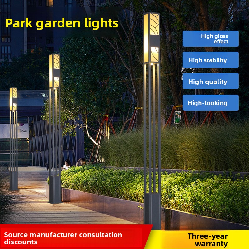 OEM ODM Road Aluminum LED Street Garden Pole Lamp 3m Waterproof IP65 AC Power Outdoor Garden Light For Lawn Villa Landscape