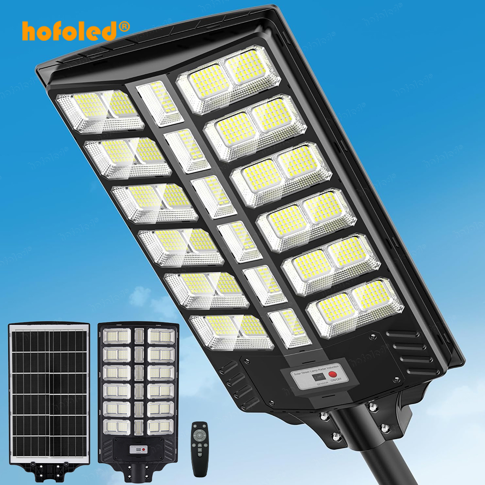 Hofoled Solar Lamp 1000W 2000W 3000W All In One Integrated Waterproof Dusk To Dark Outdoor Solar Street Light For Parking Lot
