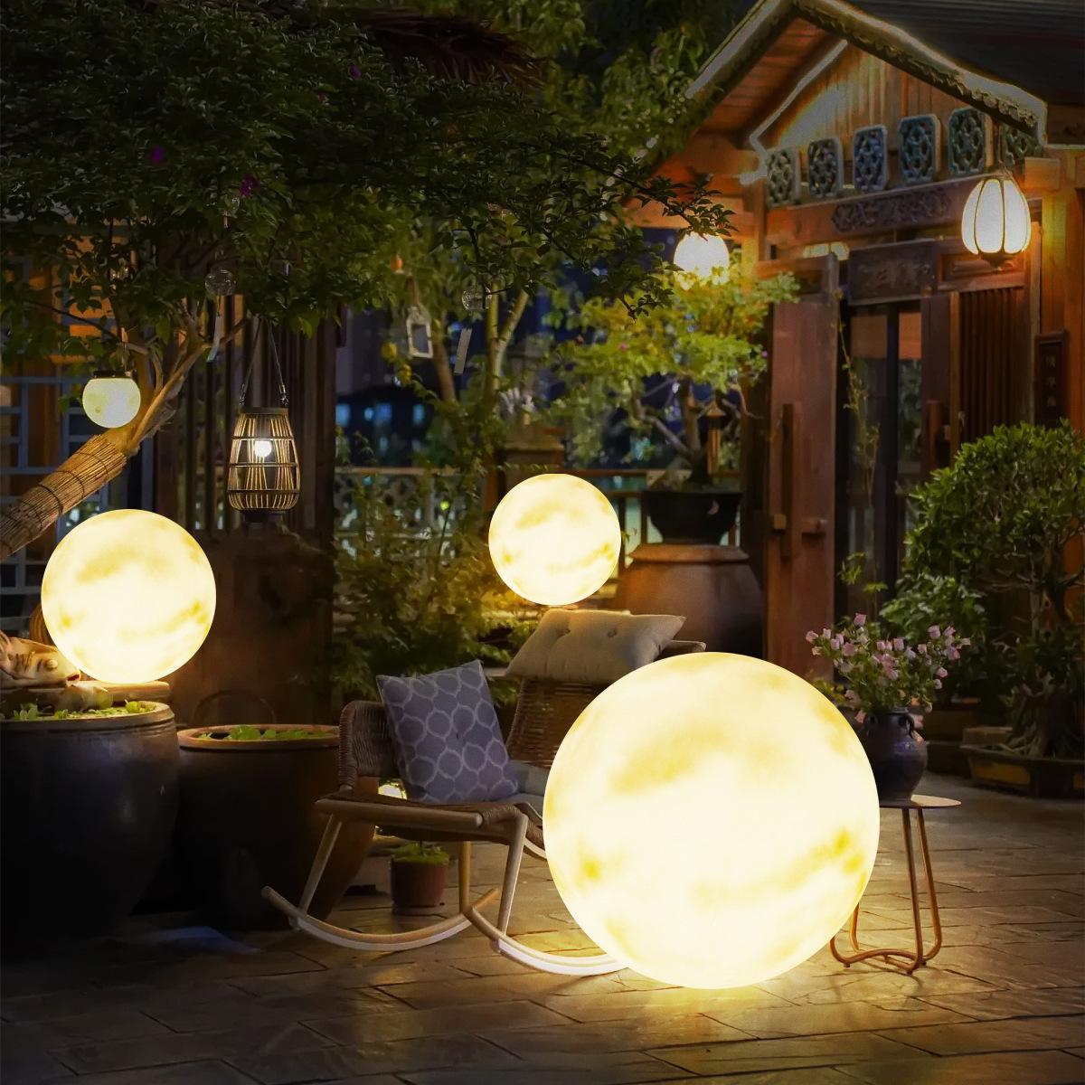Waterproof IP65 Outdoor Decorative Halogen Landscape Lighting Patio Yard Lawn Pathway Solar Garden Ball Light Moon Sphere Lamp