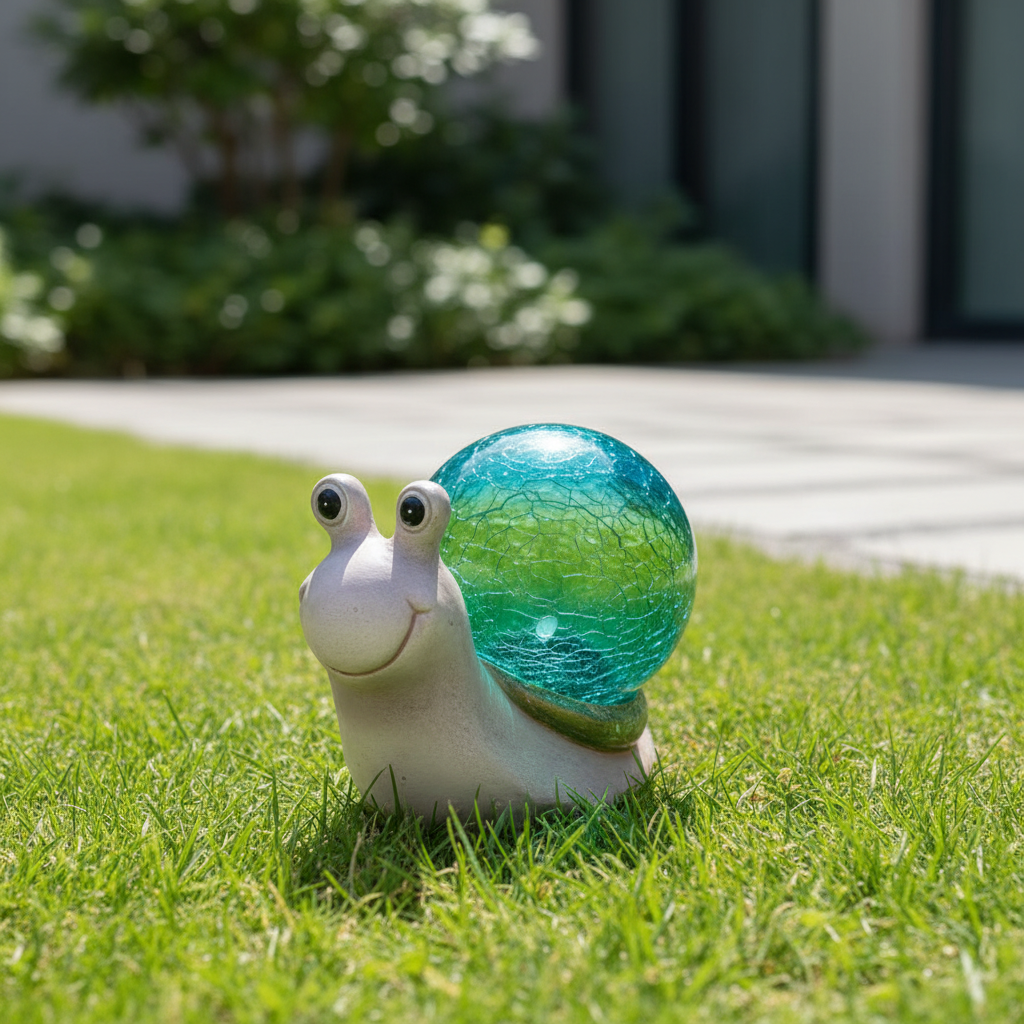Low MOQ Resin Snail-Shaped Crystal Ball Garden Solar Lights IP44 Water-Resistant AA Battery 360 Beam Angle for Outdoor