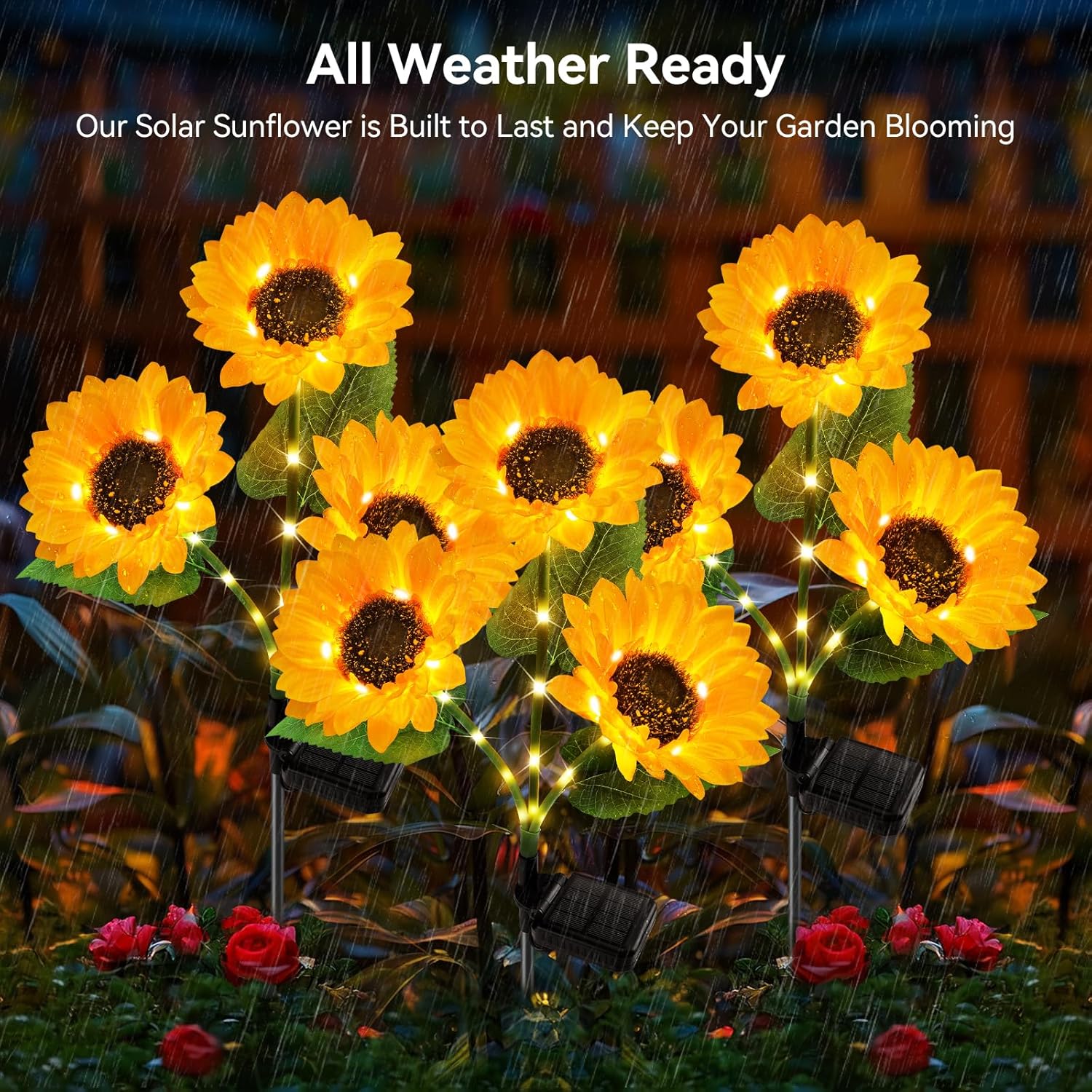 Solar Sunflower Lights Garden Light Flowers Outdoor Waterproof Solar Stake Lights for Back Yard Pathway Patio