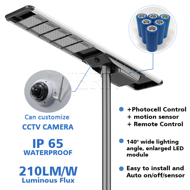 Anern Outdoor Waterproof 100 Watt Integrated Street Lights With Cctv Camera
