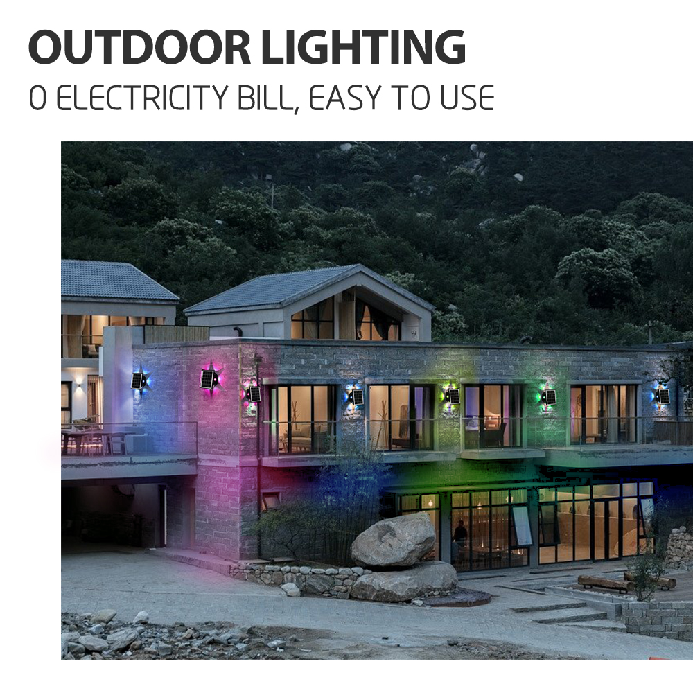 NEW Wall Lamp Solar Powered Outdoor Waterproof PHOTOELECTRIC INDUCTION Garden Lamp Fence Landscape RGB Solar Wall Lights