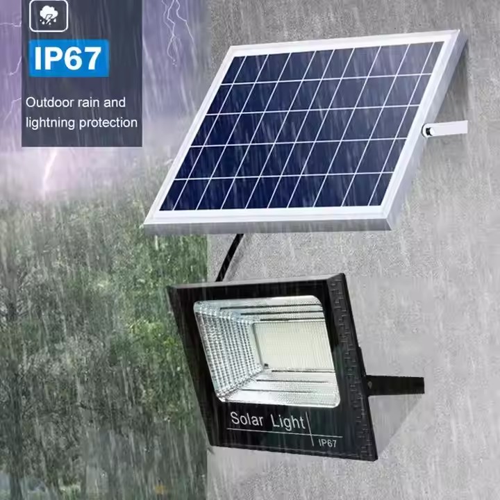 400W to 700W Waterproof LED Solar Street and Flood Lights with IP67/65 Ratings Wall Mounted Outdoor Solar Panel Lamp