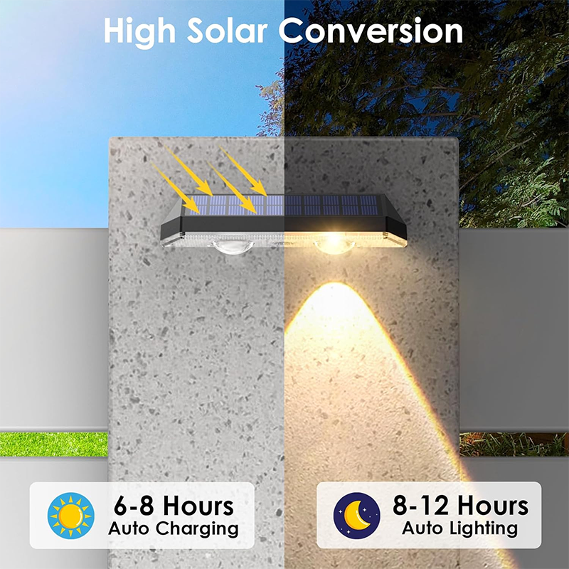 Color Changing Solar Fence Lights Outdoor IP65 Waterproof Fence Garden Wall Lights for Outside Backyard Step Deck Lighting