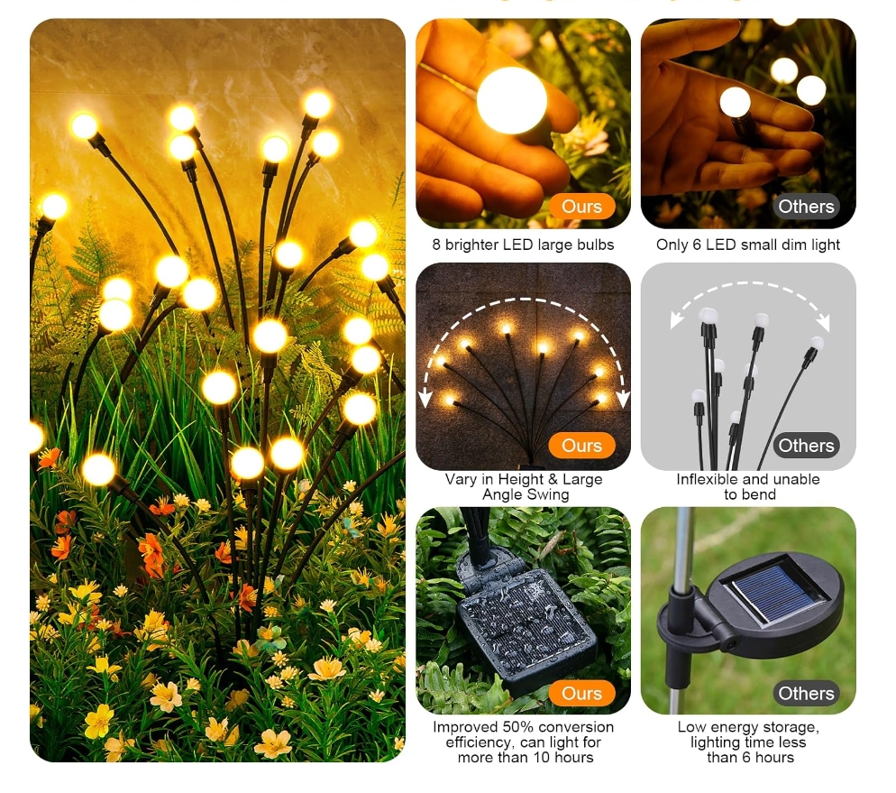 Solar Pathway Light Waterproof Firework Light 6/8/10 Heads Led Solar Garden Firefly Lamp Outdoor Decorative Lighting