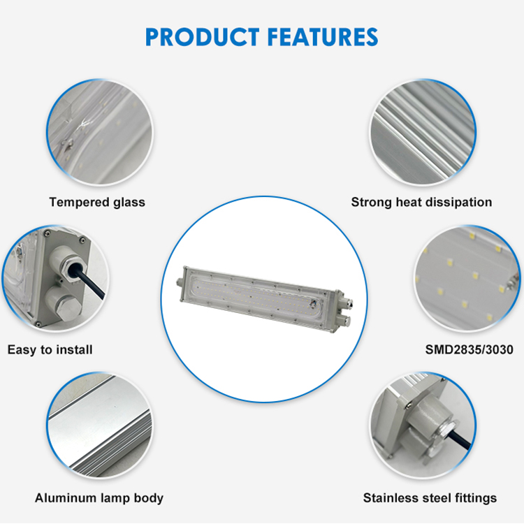 Outdoor Hazardous Location Lighting Ip65 Waterproof Aluminum Linear Light 50w 100w 200w SMD Led Explosion Proof Light