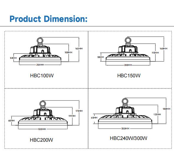 3 CCT 3 Power Selectable UFO HighBay Light 100W-300W Warehouse LED UFO High Bay Light Aluminum Lamp Body ETL Certified