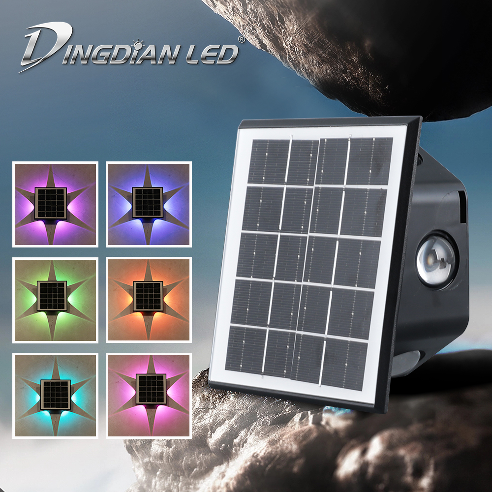 NEW Wall Lamp Solar Powered Outdoor Waterproof PHOTOELECTRIC INDUCTION Garden Lamp Fence Landscape RGB Solar Wall Lights