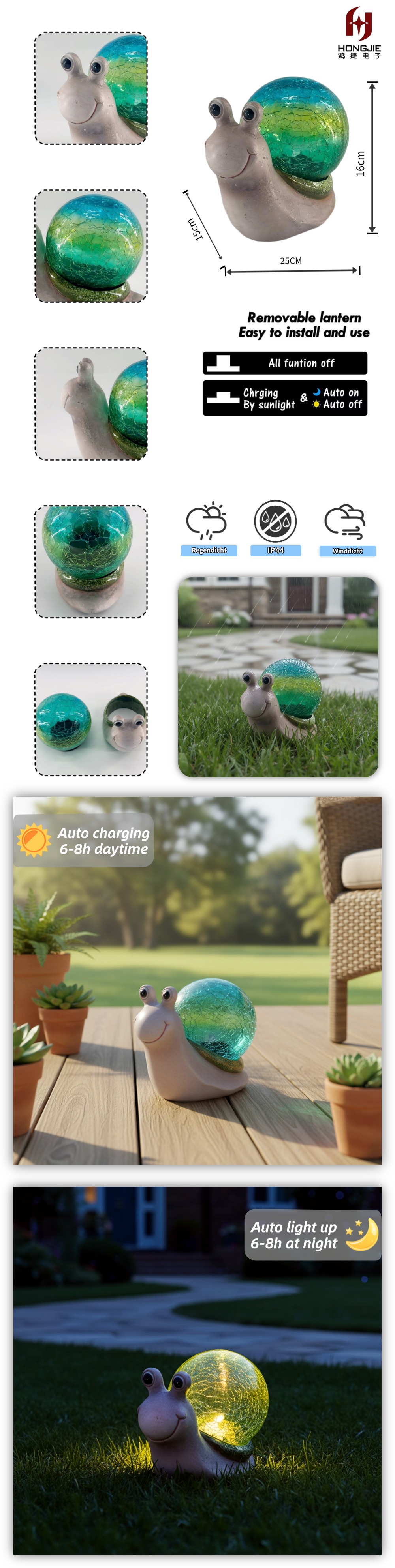 Resin Snail Solar Light Outdoor Display