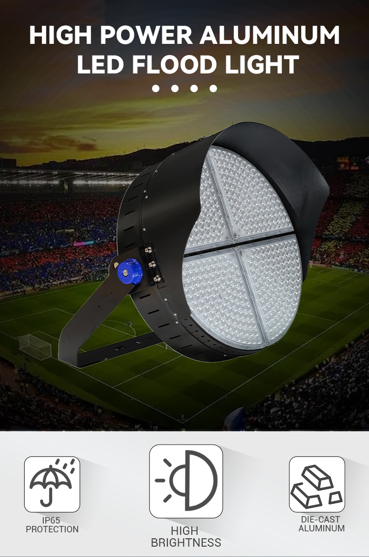 Outdoor Football Stadiums and Sport Fields Flood Light Modules 600W Aluminum LED IP65 Design
