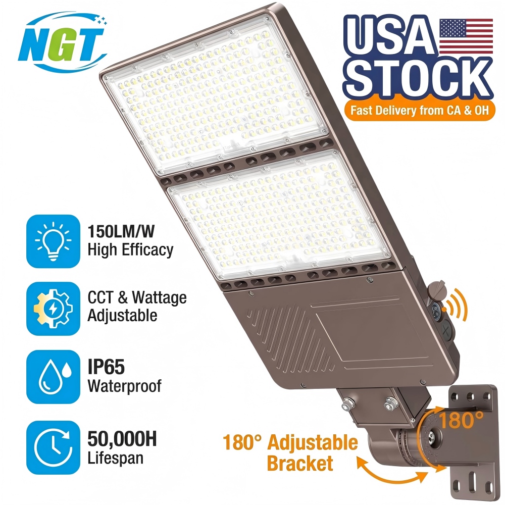 Outdoor Area Lamp US CA Stock 150W 200W 240W 320W 400W 500W Road Fixture Industrial LED Pole Parking Lot Smart Street Lights