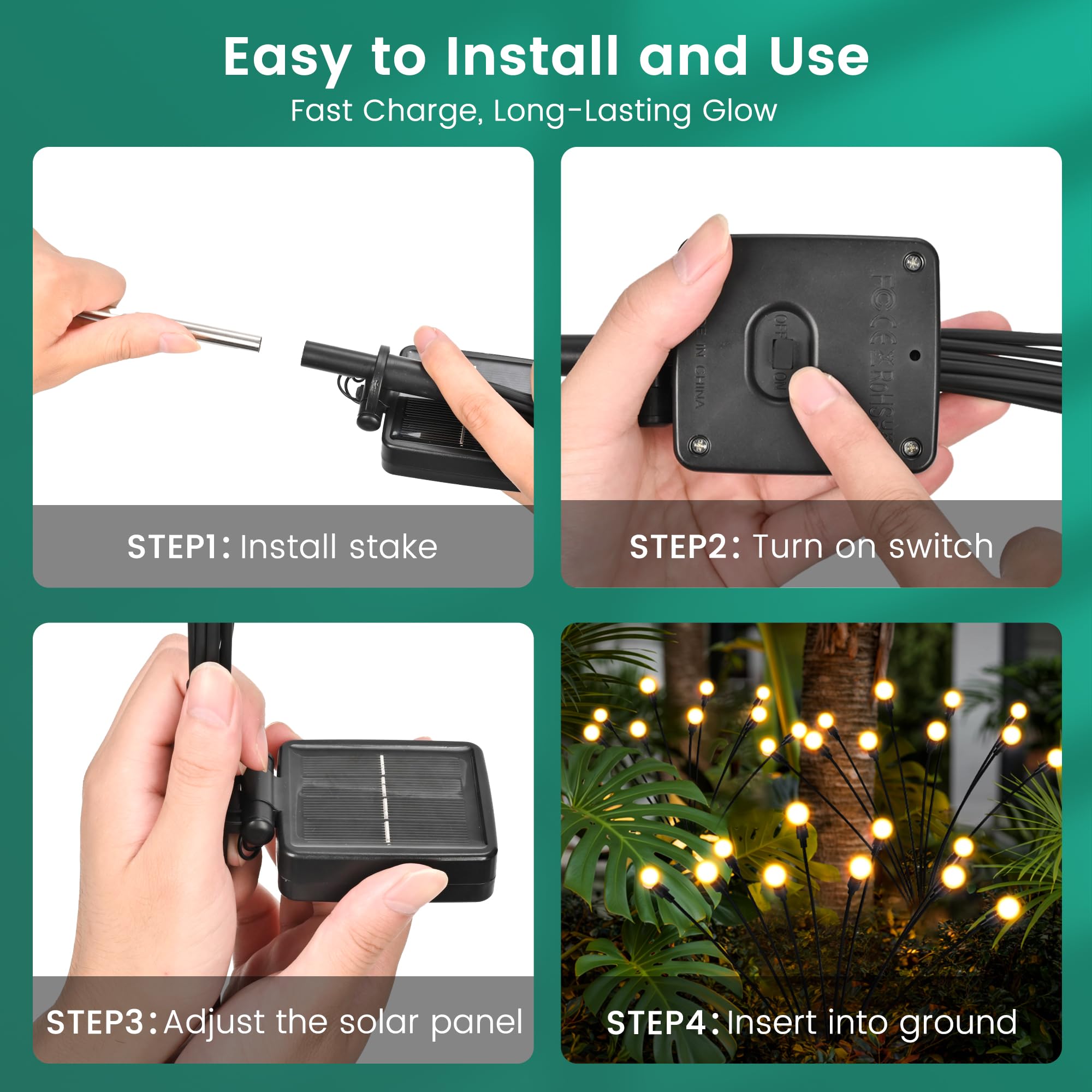 Solar Powered Firefly Lights Outdoor Swaying LED Landscape Lights for Garden Patio Yard Pathway Lawn Holiday Decoration
