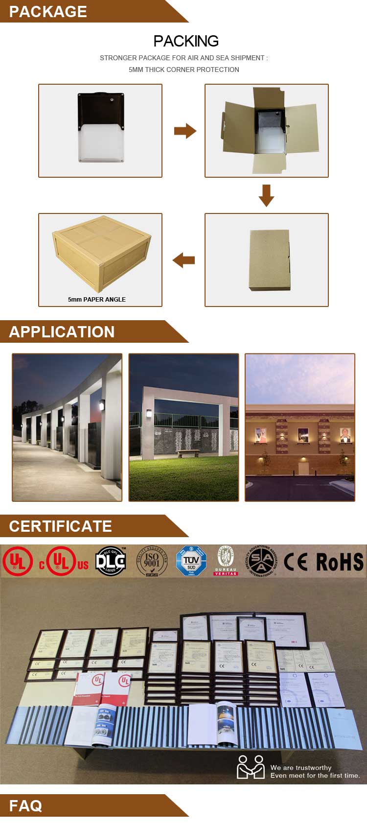 Motion Sensor Lights Mini LED Wall Pack Fixture 15w LED Outdoor Wall Light with DLC Certificate
