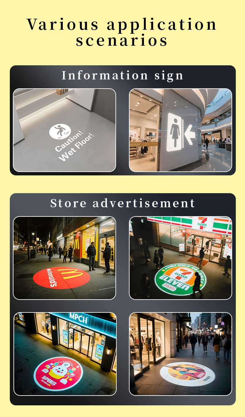 Custom Logo Gobo Projector Outdoor Waterproof 40W-200W LED Advertising Display Lights Stop Warning Arrow Light Booth Shop Sign
