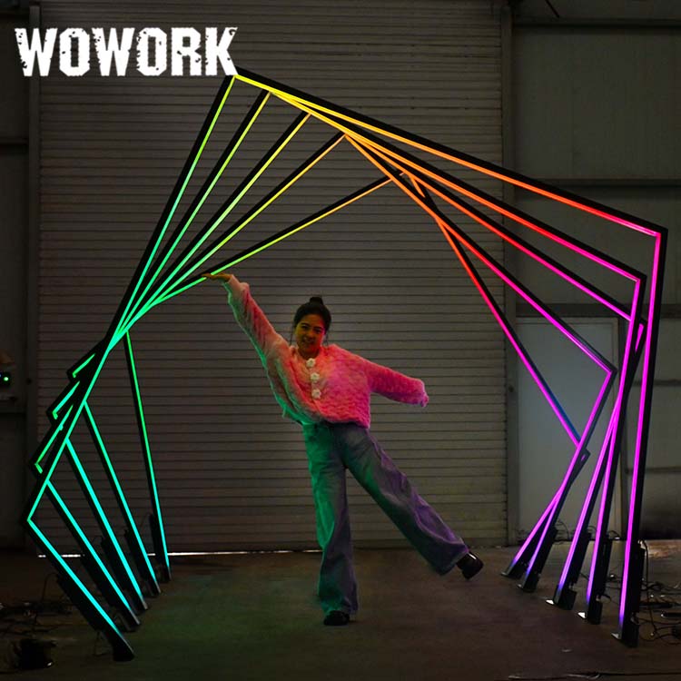 2026 WOWORK Standing Led Giant Frame Neon Wedding Path Tunnel Lights for Wedding Stage Backdrop Decoration
