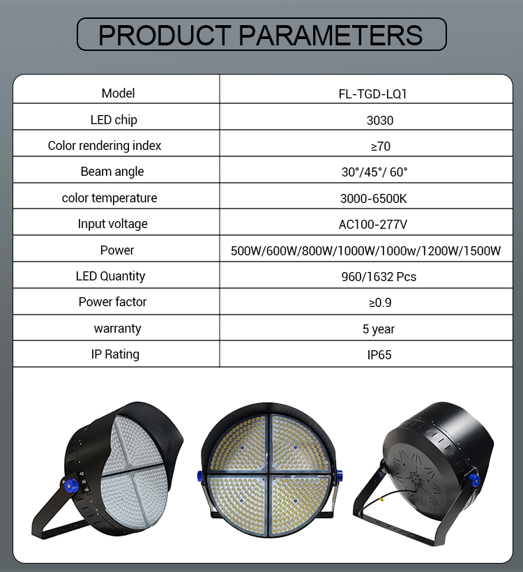 Outdoor Football Stadiums and Sport Fields Flood Light Modules 600W Aluminum LED IP65 Design