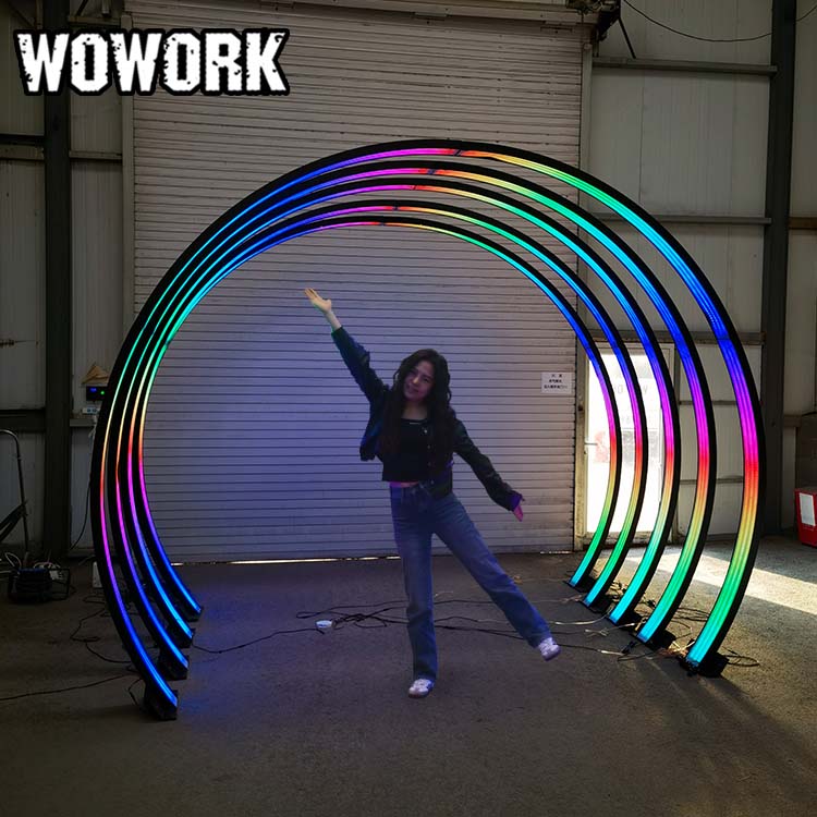 2026 WOWORK Standing Led Giant Frame Neon Wedding Path Tunnel Lights for Wedding Stage Backdrop Decoration
