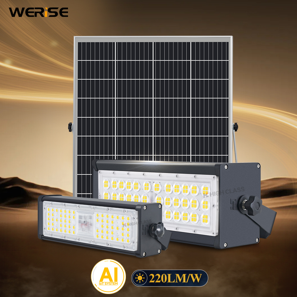 WERISE Factory Direct Sale Remote Control Aluminum Waterproof IP67 Outdoor 100W 2000W 300W Led Solar Flood Light Road