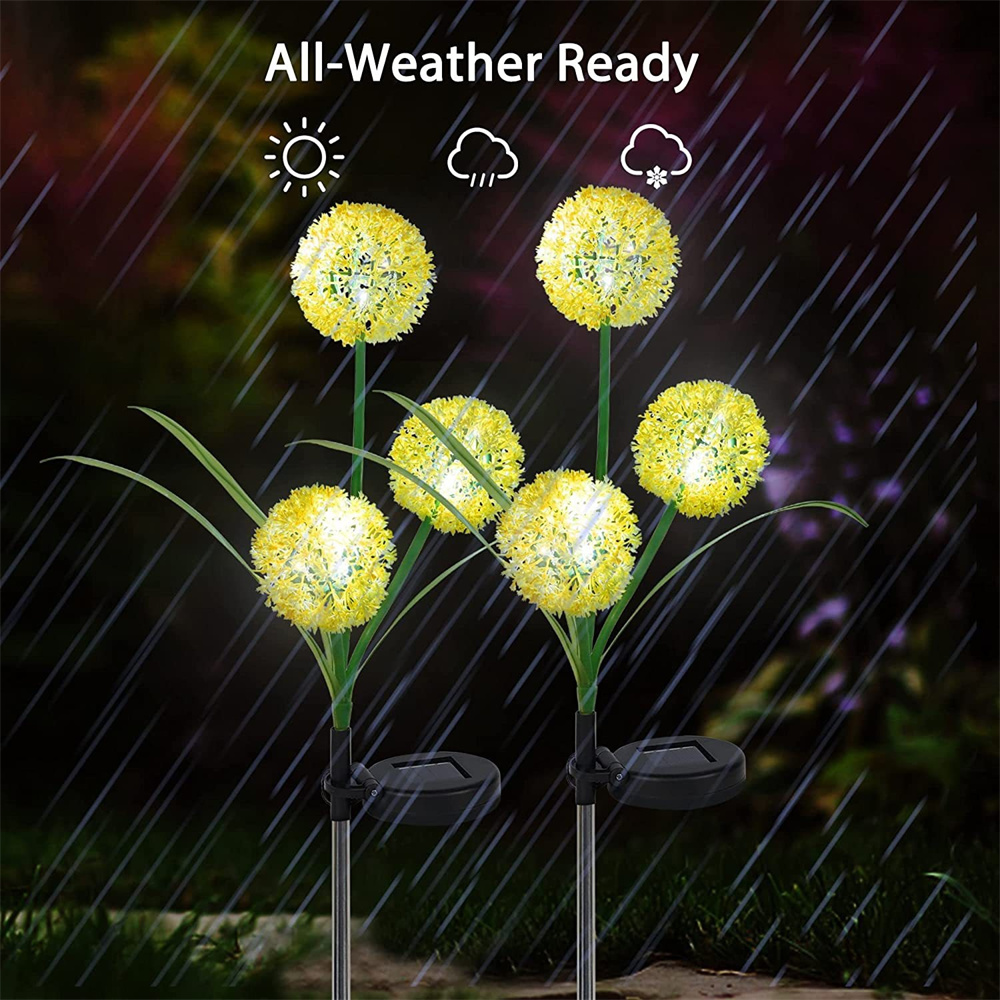 Outdoor Waterproof LED Decorative Light Lamp Solar Dandelion Flower Light for Backyard &amp; Exterior Garden Patio Decoration