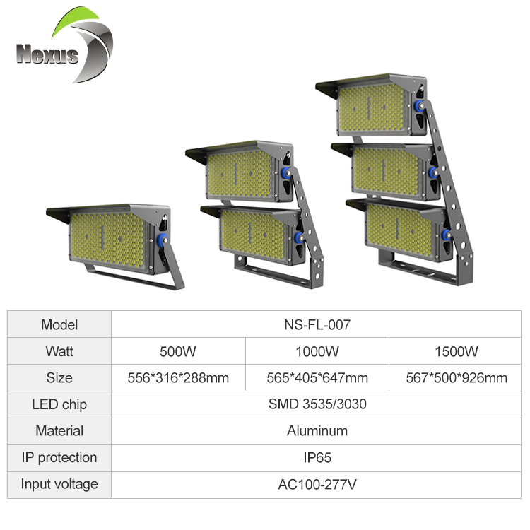 Super Bright Football Field Outdoor 500W 1000W 1500W Waterproof Ip65 Led Stadium High Mast Flood Light