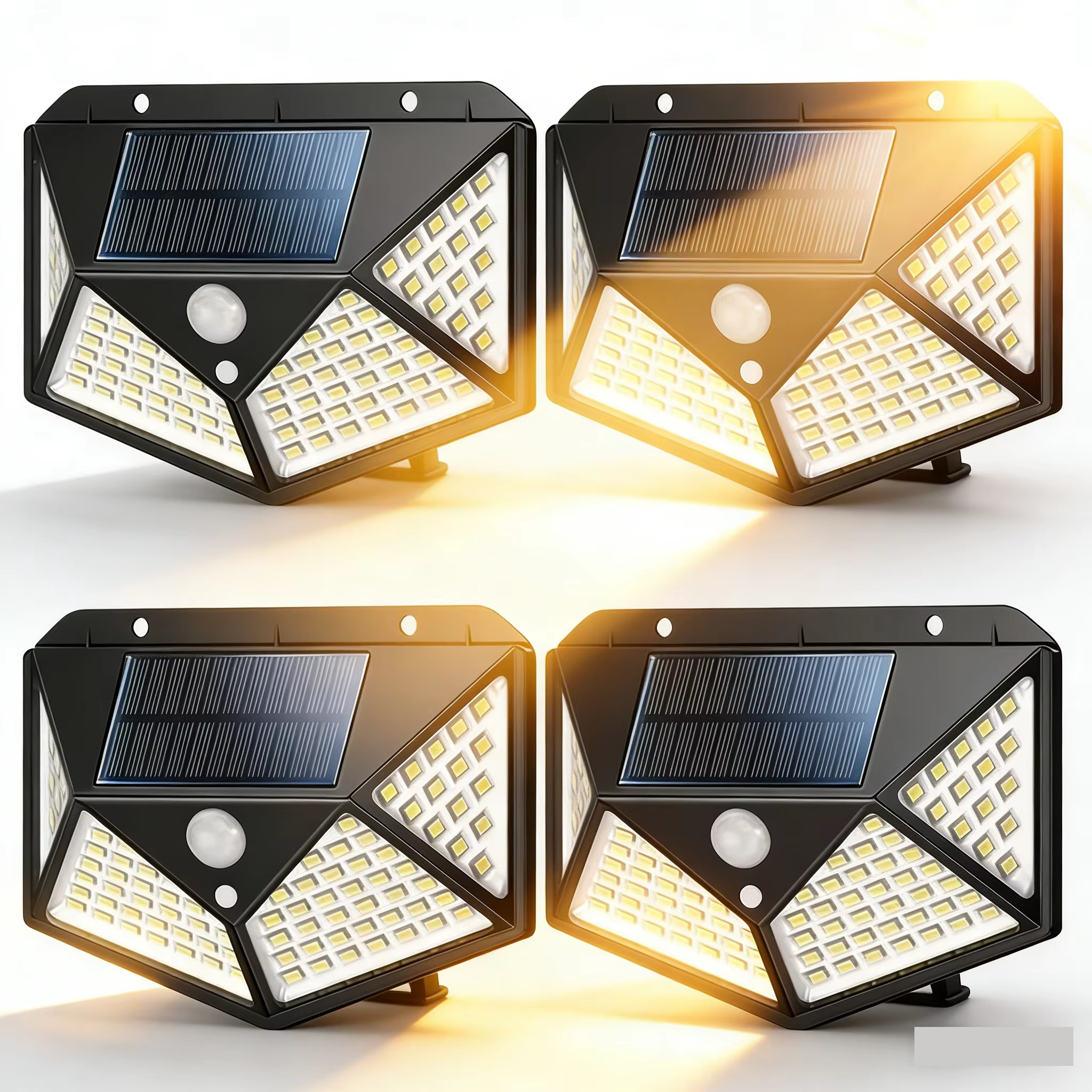 XINSITE IP65 Waterproof Outdoor Solar Powered 100 LED Wall Lamp 3 Modes PIR Motion Sensor Security Light for Garden Patio Deck