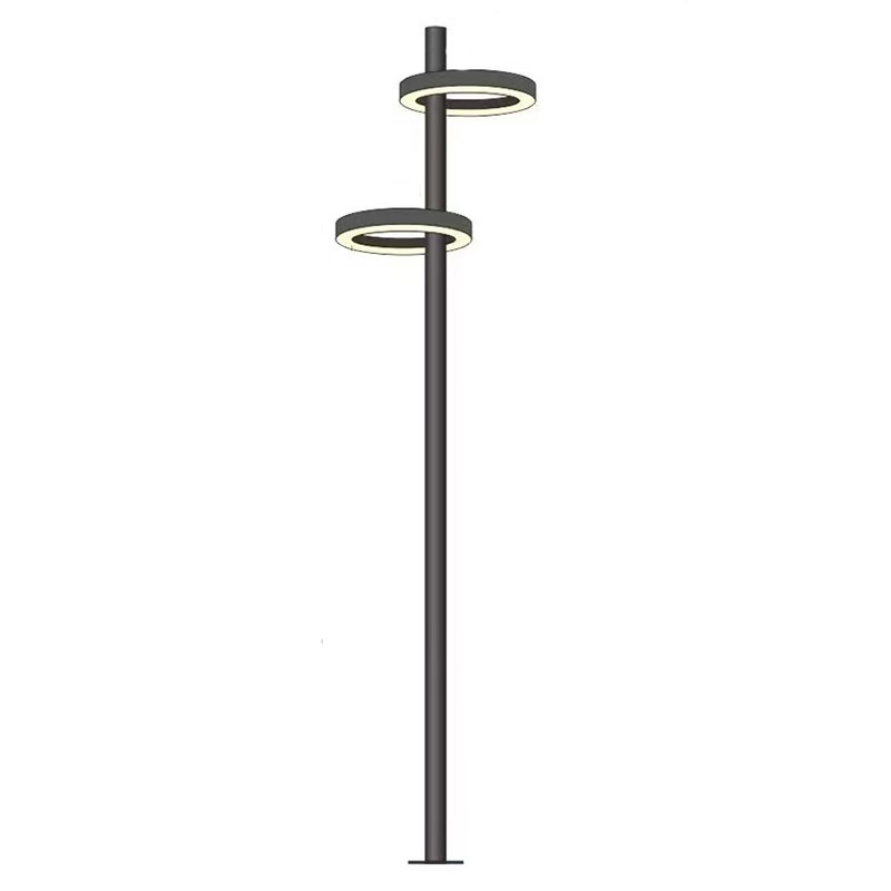 Modern Minimalist Aluminum LED Outdoor Courtyard Lamp Circular Street Lamp High-pole Lamp Residential Villa Lighting IP65 Rated