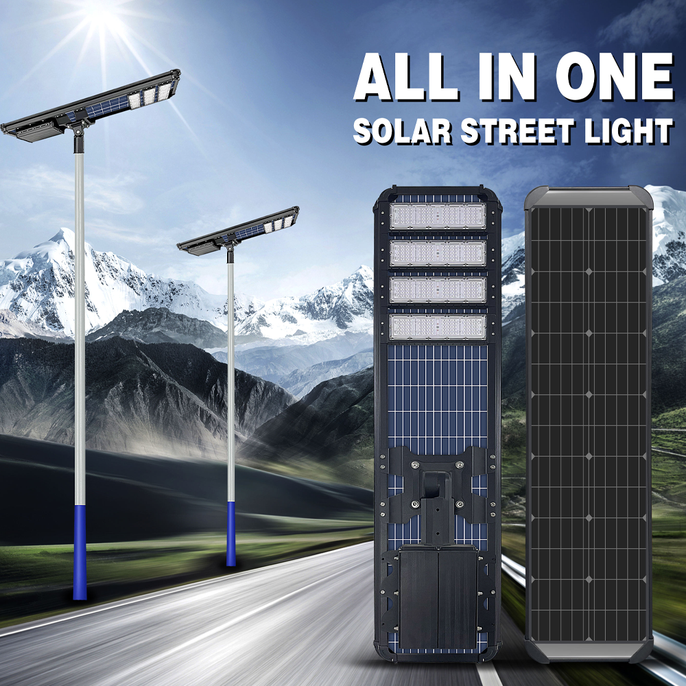 Hot Sale Outdoor Solar Powered Street Light Lamp High Power Waterproof All in One Solar Led Street Light