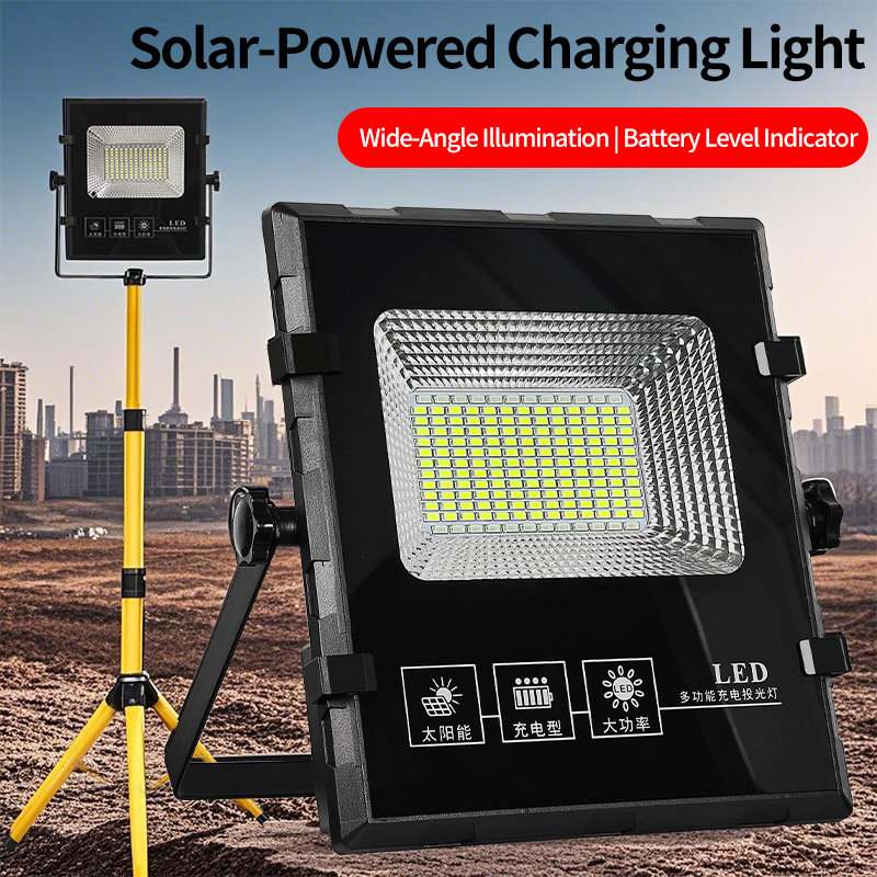 Solar Work Flood Light, Heavy-Duty &amp; Portable High-Lumen LED for Remote Construction Sites, Camping and Power Outages