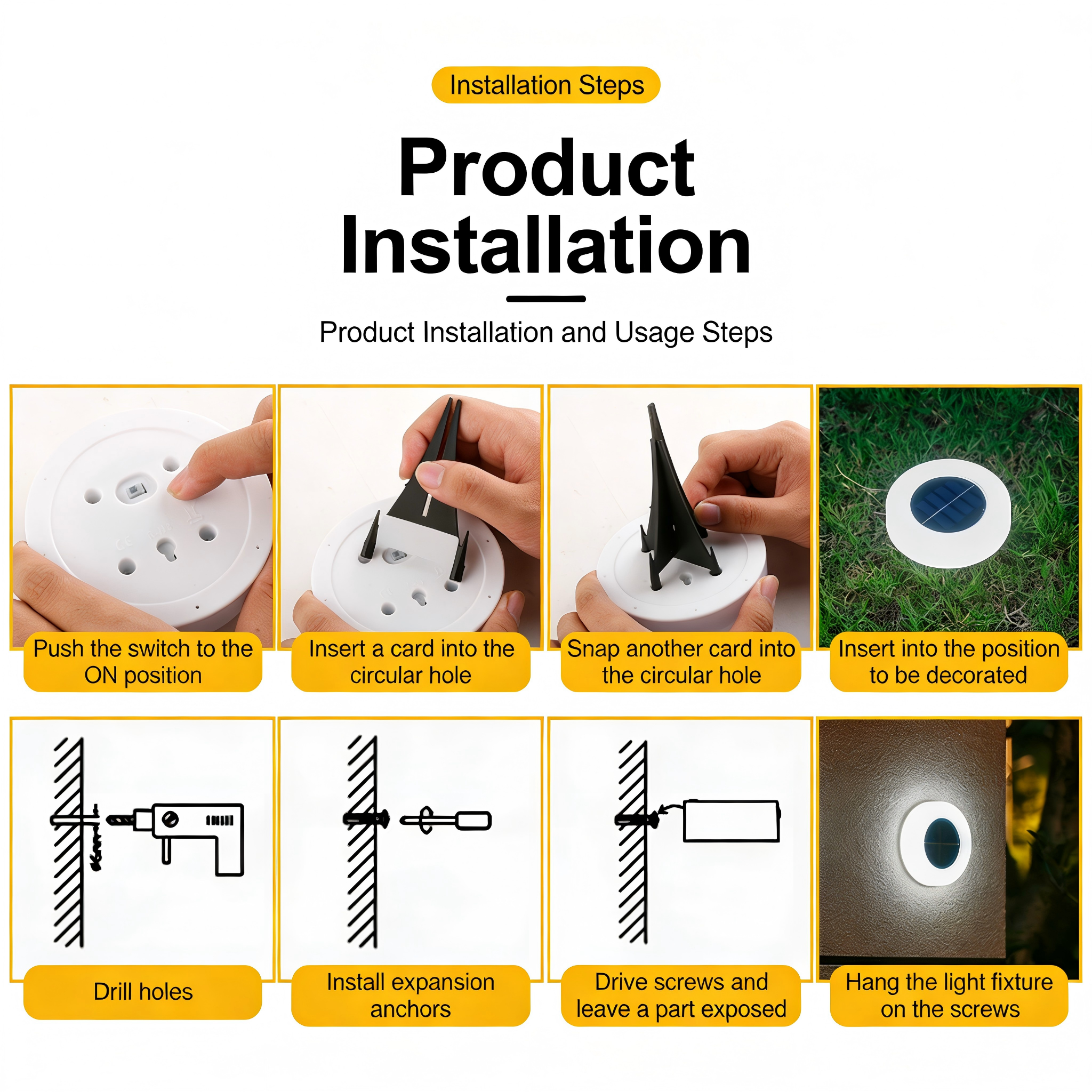 FY818 LED Solar Ground Lights Outdoor Disc White/Daylight Color IP65 Waterproof 360 Beam Angle Light Sensor Garden 5W Portable