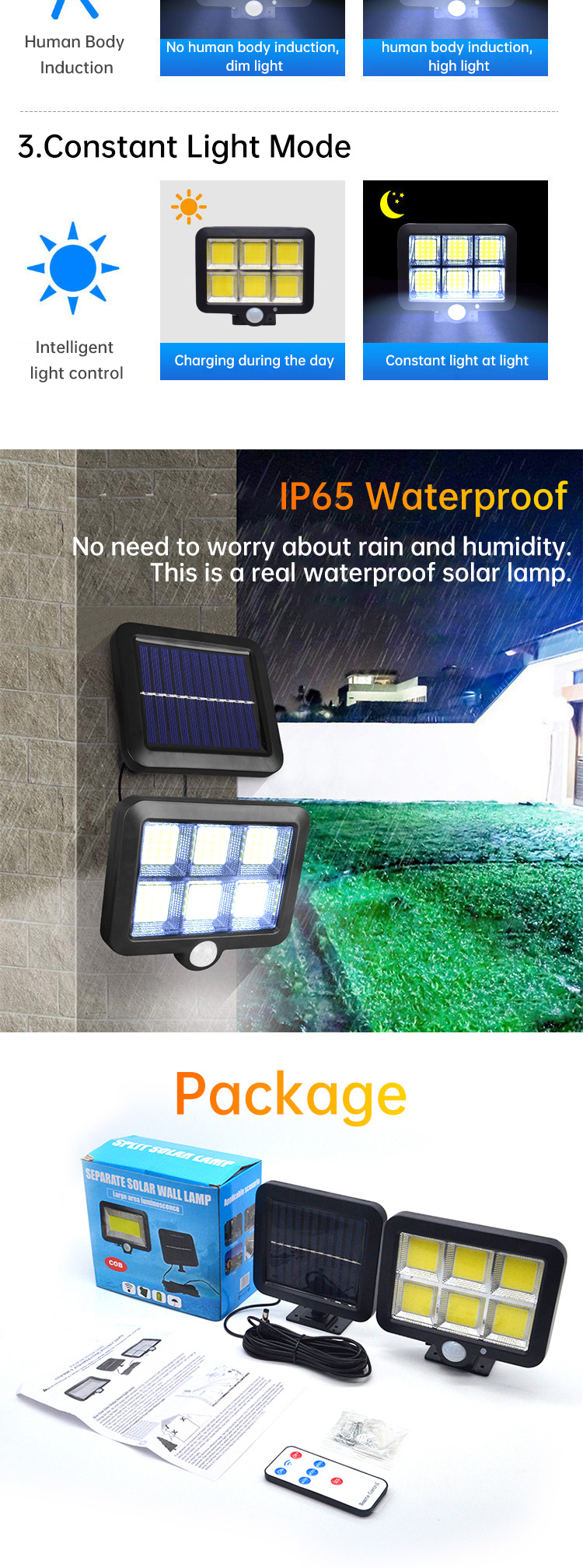 120 Core COB Solar Light Performance