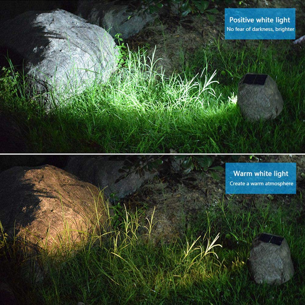 IN STOCK Adjustable Led Head Solar Ground Lights Rock Solar Resin Stone Light Outdoor 2 Led Solar Stone Lights for Courtyard