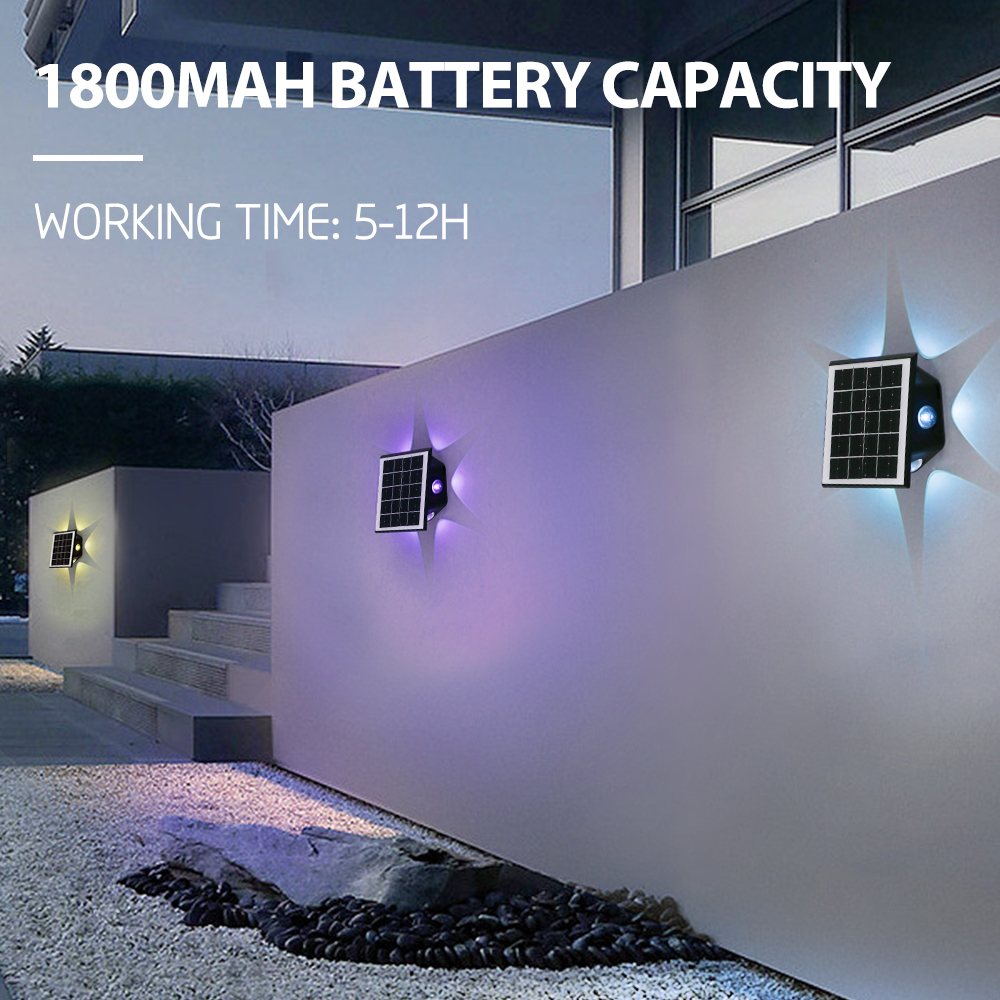 NEW Wall Lamp Solar Powered Outdoor Waterproof PHOTOELECTRIC INDUCTION Garden Lamp Fence Landscape RGB Solar Wall Lights