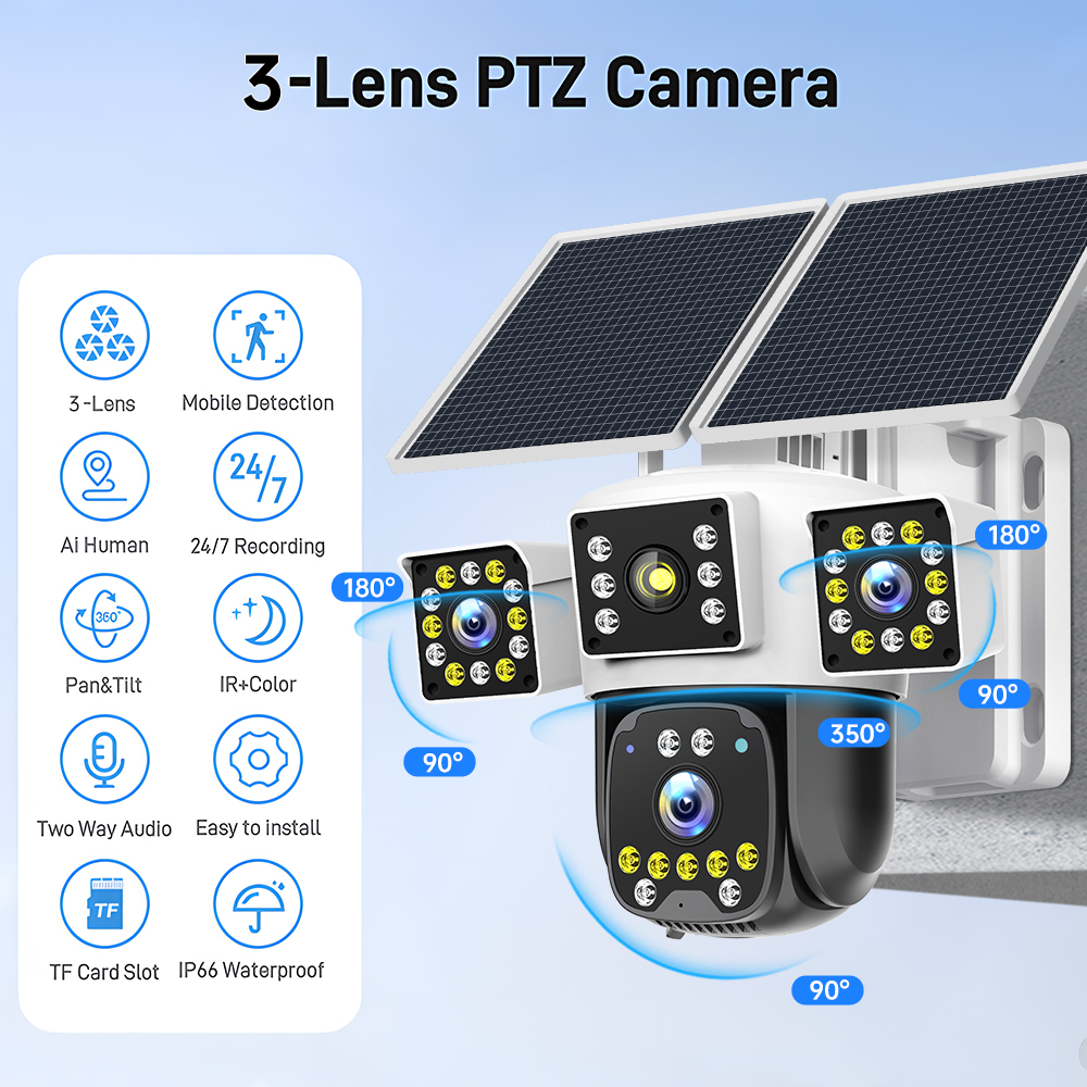Hieasy Street Light Solar Camera Wireless 4G Sim Card Network Camera Human Tracking Two-Way Audio Home Security CCTV Camera