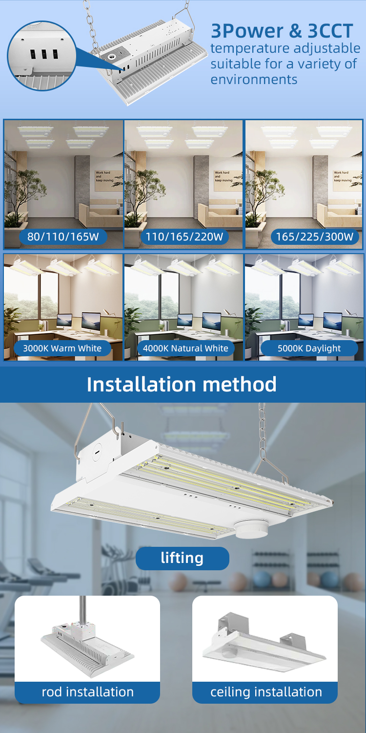 240W IP65 Linear High Bay for Lights for Commercial Warehouse Lighting