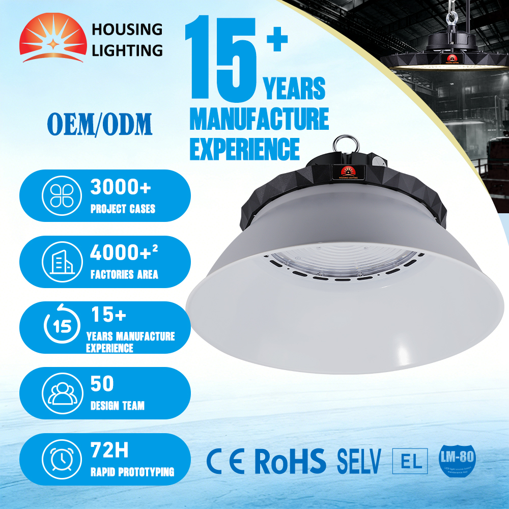 2026 Aluminum High Bay Factory Light 240w 150w 100w 70w Industrial High Bay Lights With PC Anti-glare Cover