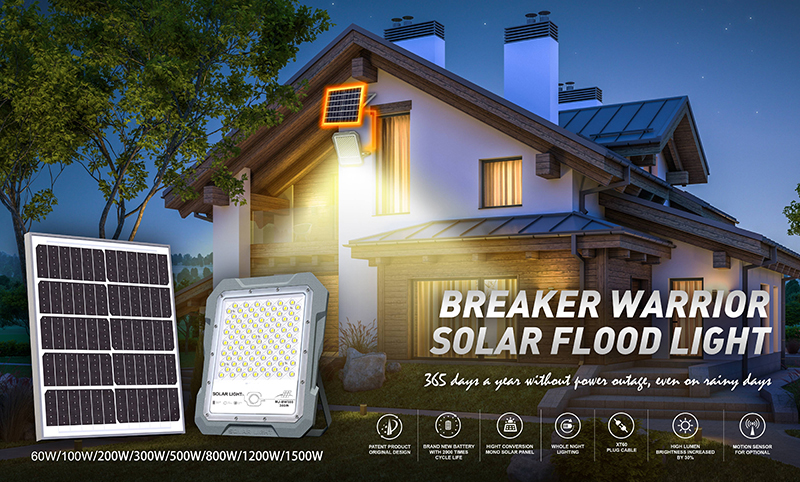 Solar Powered LED Flood Light