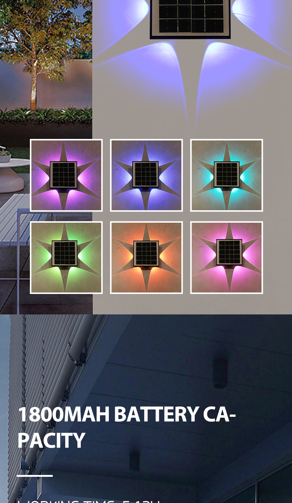 NEW Wall Lamp Solar Powered Outdoor Waterproof PHOTOELECTRIC INDUCTION Garden Lamp Fence Landscape RGB Solar Wall Lights