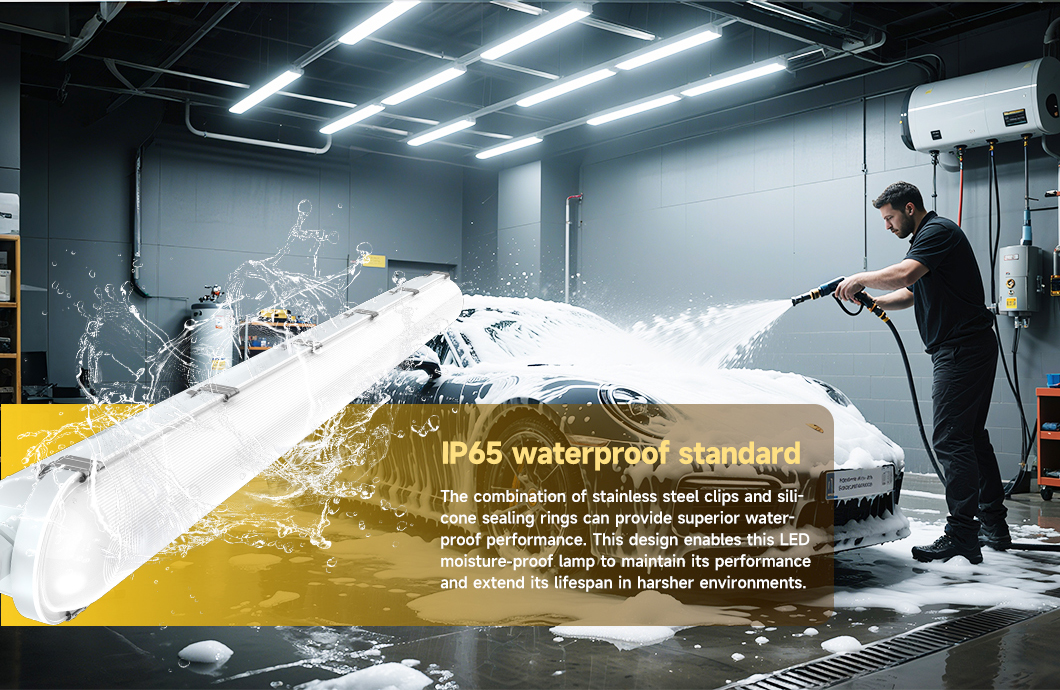 Stock in US LED Tri-Proof Light 4ft 60W 3000K-6500K Wattage 5CCT Selectable IP65 Garage Batten LED Light