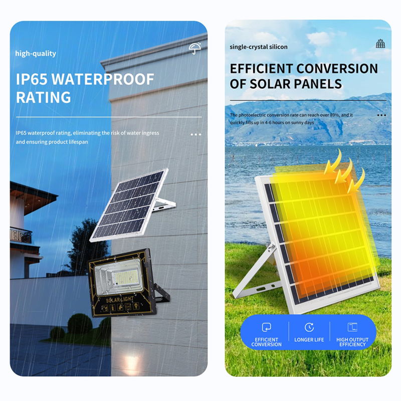 Solar LED Street Light Outdoor IP65 Waterproof 100W-1000W Flood Light 360 Beam Angle Remote Control Aluminum Alloy Garden