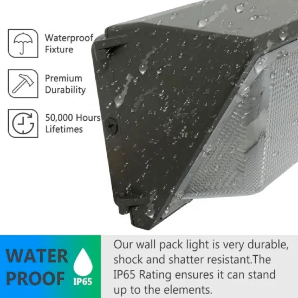 LED Wall Pack Lights Aluminum Polycarbonate IP65 Waterproof Parking Lot Warehouse Factory House Garden Dimmable 3CCT 5-Year