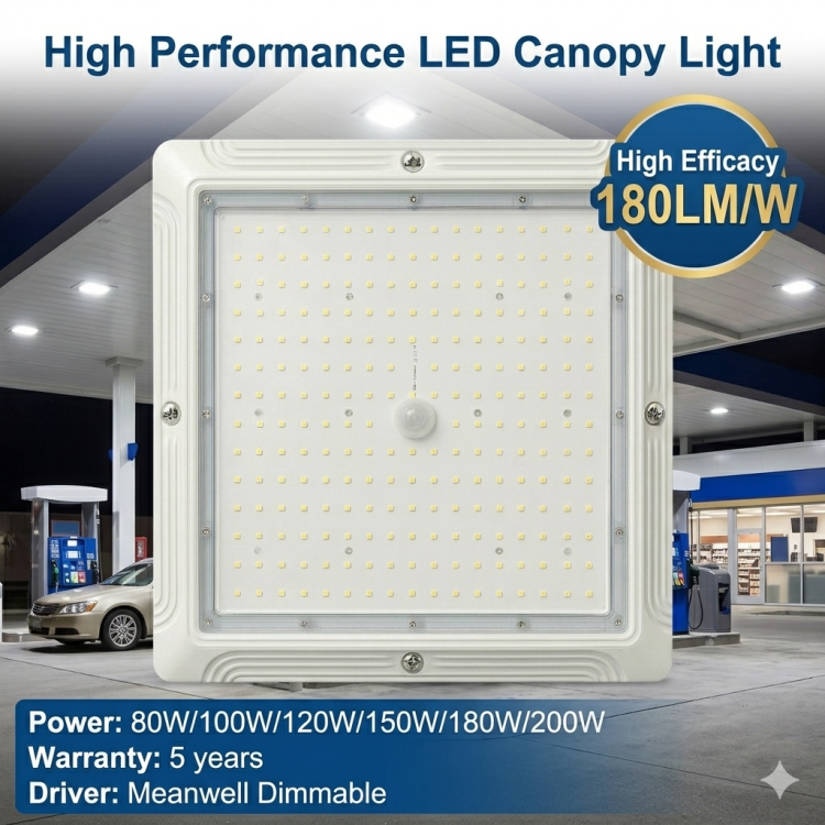 High Lumen 100W 150W 180W 200W LED Canopy Light Surface Mount for Gas Station Outdoor