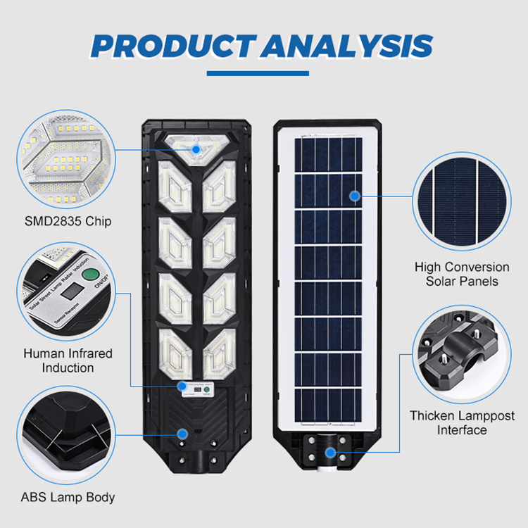 NanDe IP65 Waterproof Outdoor 300W-900W LiFePO4 Battery All In One Solar Street Light for Highways Public Roads