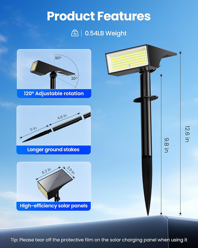 IP65 Waterproof 100 LED Solar Garden Lights 4 Lighting Modes for Landscape Spotlight Pathway Flag House Tree Pool